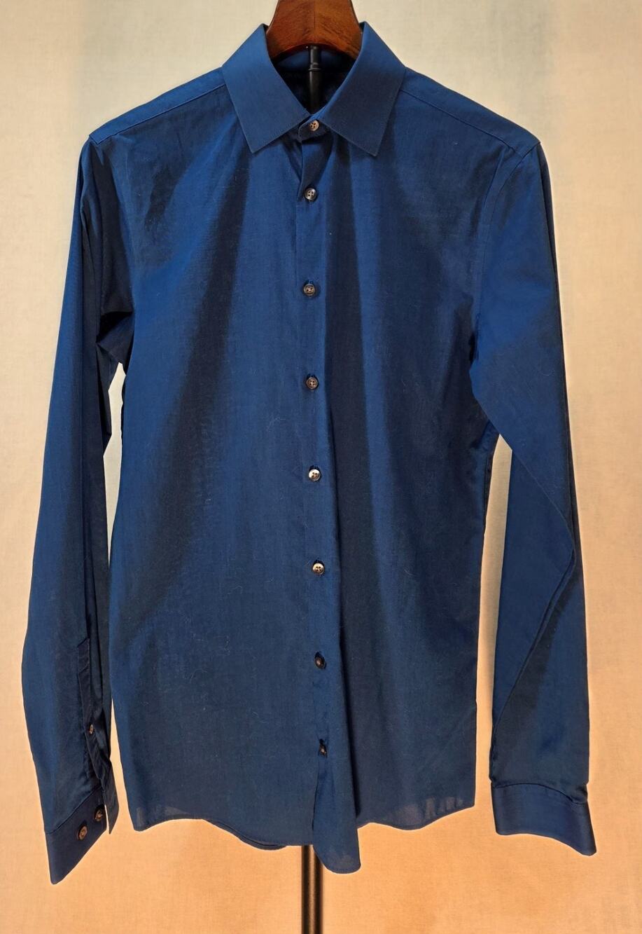 J Ferrar Dress Shirt Mens Small S14 14.5 Slim Fit Stretch Blue Long Sleeve